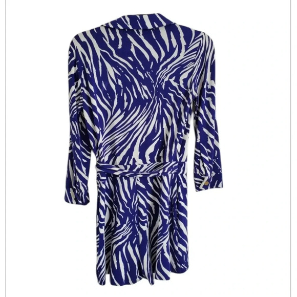 DVF Diane Von Furstenberg Celeste wrap romper purple white animal print Size 6 - Picture 3 of 9